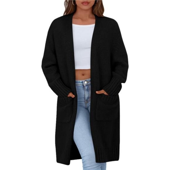 Women's Fall Long Sleeve Cardigan Sweater Open Front Loose Knitted Cardigan - Picture 1 of 6